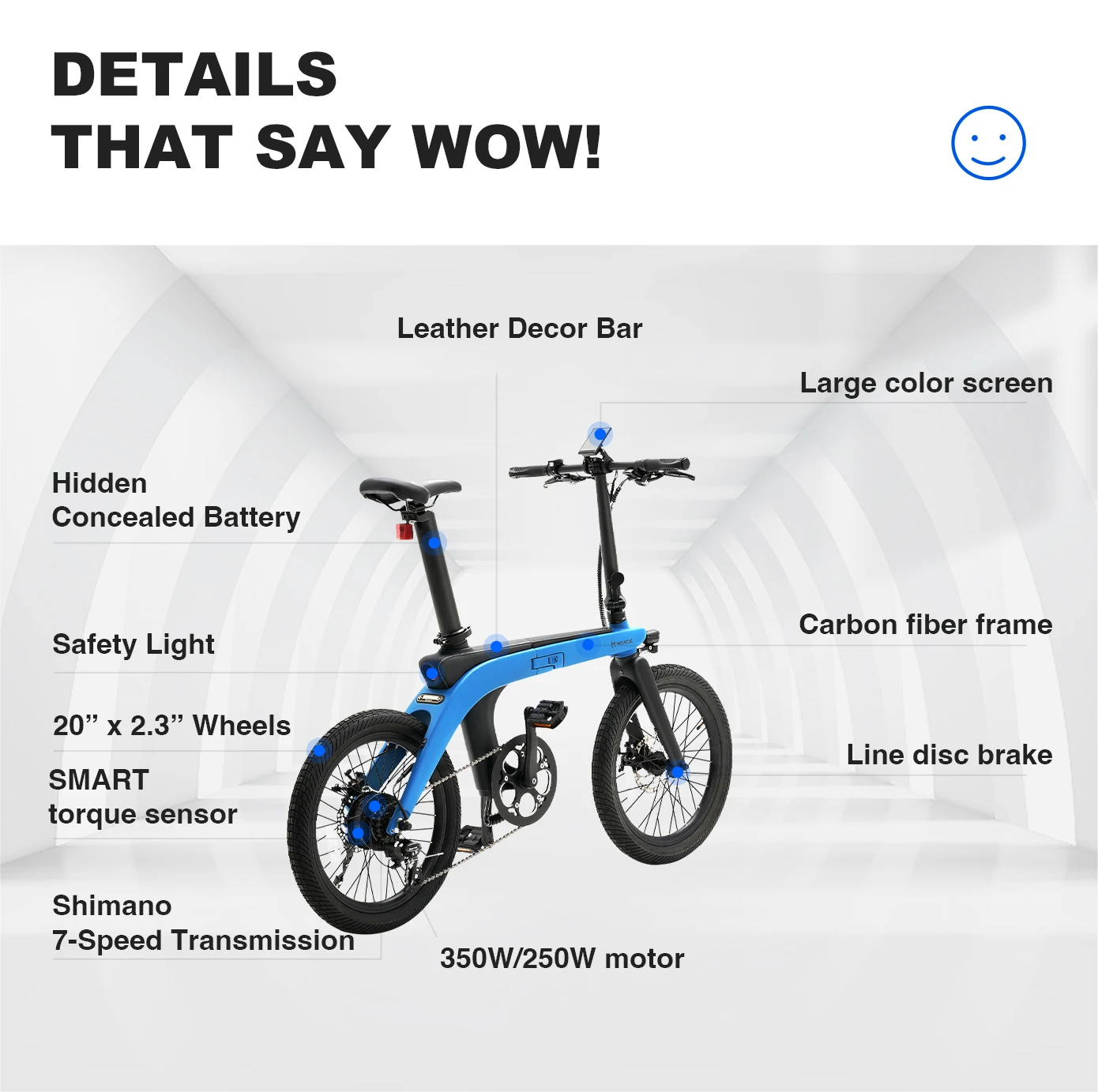 WOWCAT C1 จักรยานไฟฟ้าพับได้ โครงคาร์บอนไฟเบอร์ | 250W | วิ่งไกล 120 กม.