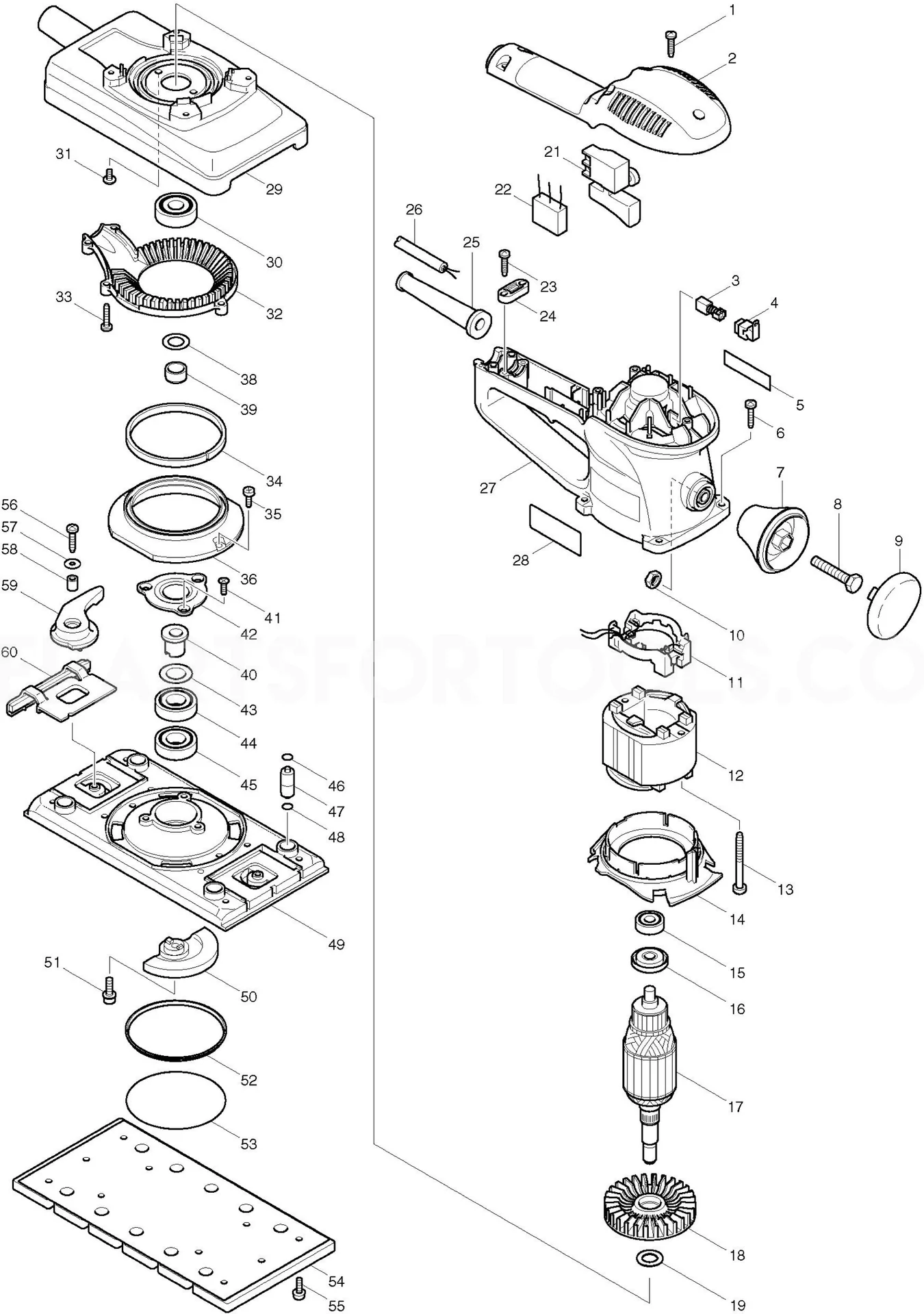 CLAMP LEVER COMPLETE เครื่องขัดสายพาน Makita มากีต้า BO4901 [#59] Pn.153361-8 (แท้)##