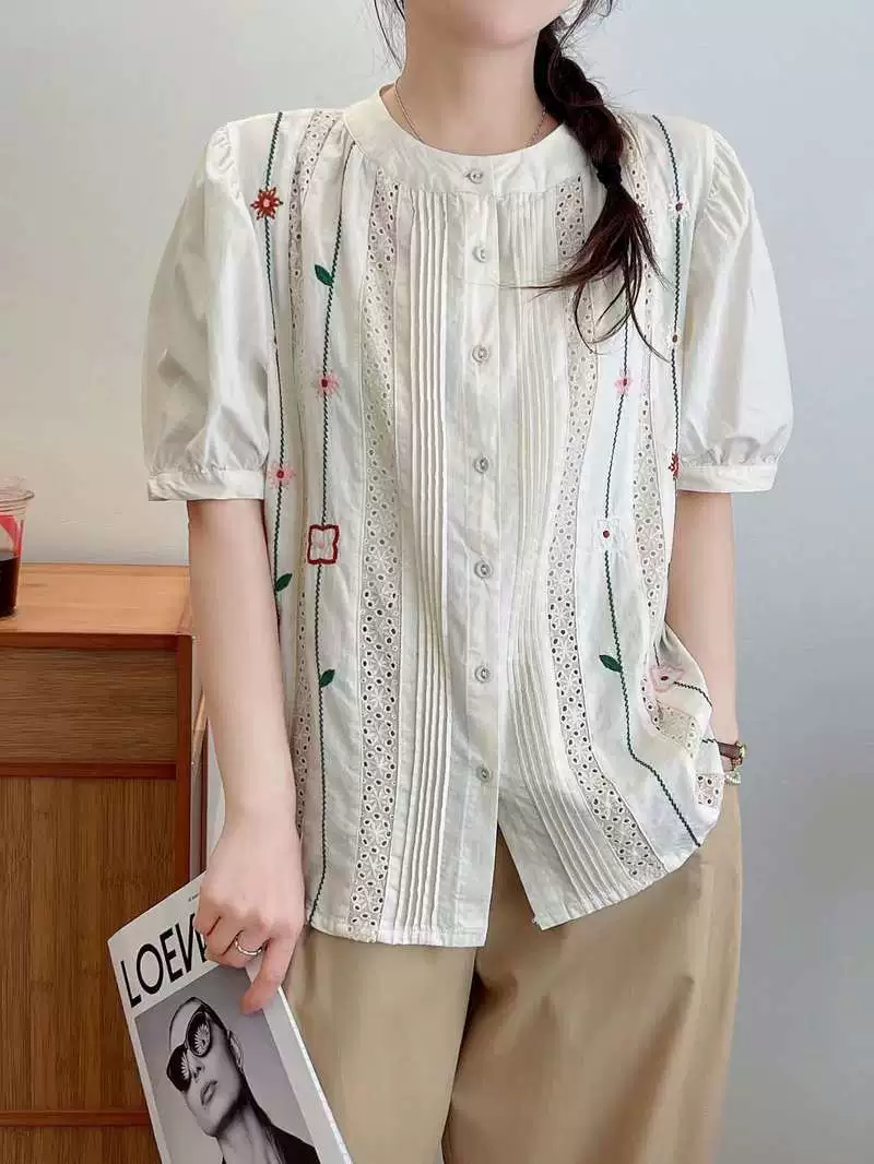 เสื้อผ้าฝ้ายลายปักแต่งผ้าลูกไม้