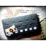 กระเป๋าสตางค์ใบยาว ลายสก๊อตสีเทาเข้ม - สั่งทำได้ค่ะ ราคานี้ส่งฟรี