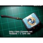 กระเป๋าสามพับใบสั้นโทนฟ้า - ผ้าลายหมา หมดแล้ว สั่งทำ เลือกลายใหม่