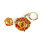 พวงกุญแจที่ระลึกแมนเชสเตอร์ ยูไนเต็ด Crest Keyring & Badge Set ของแท้