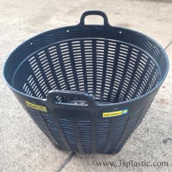 เข่งพลาสติกหูเหลี่ยม เบอร์ 1 สีดำ Ø 66X48 cm. อย่างหนา มีขาเนื้อนิ่มเหนียวหนา นน. 3กิโล