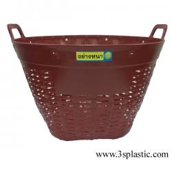 เข่งพลาสติกหูเหลี่ยม เบอร์ 3 สีทึบ Ø 52 X 39 cm.