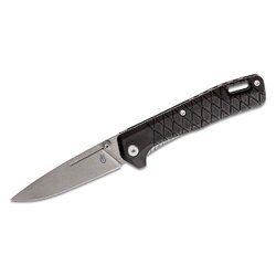 Zilch Folding Knife with Black Drop Point Plain Blade and Coyote Brown GRN Handles