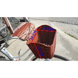 ตะกร้าจักรยาน BAKET04 สไตล์หวายเทียม พร้อมฝาปิด.มีแบบนูน ตะกร้าพลาสติก