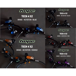 ชุดดิสเบรคหน้า-หลัง HOPE TECH 4 X2 NO-ROTOR DISC BRAKE SET (front+rear) "Our hard hitting downhill brake"