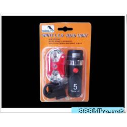 ชุดไฟหน้า 5 เลด+ไฟท้าย 9 เลด fron and rear bike light kit, ledsw2, ไฟหน้า+ไฟท้าย -ไฟชุด