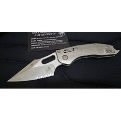 Microtech Stitch Ram-Lok S/E - Stonewashed Titanium - Stonewashed Blade - Blue Accents - Marfione Select