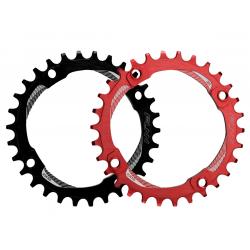 FUNN จานหน้าจักรยาน ขนาด 36T, E-CH1536 วัสดุ ALUMINUM 7075 มีดำและสีแดง, BCD 104 มม. น้ำหนัก 64g (BCD 104 BCD)
