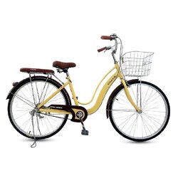 จักรยานแม่บ้าน OSAKA RIKKO CITY BIKE | ตะกร้าสเตนเลส ล้ออลูมิเนียม 24-26 นิ้ว ไม่มีเกียร์ NEW2025 สีหลากหลาย