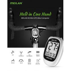 ไมล์จักรยาน MEILAN หน้าจอ 1.6 inch LCD Backlight GPS Bike Computer Wireless Cycling Bicycle IPX6 Waterproof Speedometer Odometer - White