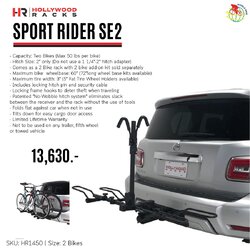 แร็คบรรทุกจักรยาน HOLLYWOOD Sport Rider SE2 Bike platform style Rack 2 Car Bike Rack