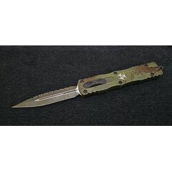 Microtech Dirac Delta D/E Full Serrated Outbreak Deep Engraved Signature Series