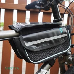 VINCITA B029TX กระเป๋าเบนโตะคู่ ผ้าทาโปลีน มีซองใสใส่ SMART PHONE มีผ้าคลุมกันฝน