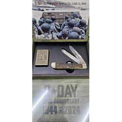 Case D-Day 80th Anniversary - Antique Bone Trapper with Zippo Lighter limited Edition