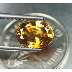 เพทายกัมพูชา 3.39 กะรัตสีเหลืองอมส้มบ่อแก้วกัมพูชา (0609)