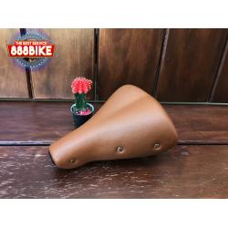 เบาะจักรยาน LA Saddle, AFT-7085 สปริงดำ ไม่มีแคล้มป์ แม่บ้านกระดุม สีน้ำตาล
