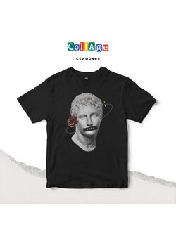 เสื้อยืดพิมพ์ลาย Collage COOL รหัส CEA00464 สีดำ #เสื้อยืด #Collage