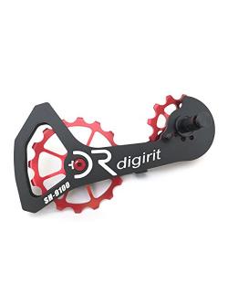 ชุดอัพเกรด ลูกรอกตีนผี ตีนผีแต่ง +DR DIGIRIT SHA 16T/16T Bike Rear Derailleur Oversized Pulleys Wheel Set with Alloy Cage Alloy Pulley Ceramic Bearings for Shimano Ultegra/Dura-Ace (10s/11s), Di2/Mechanical