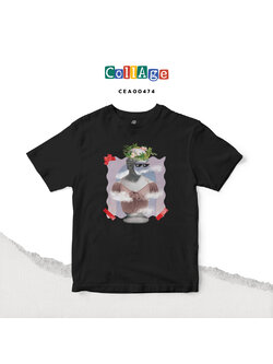 เสื้อยืดพิมพ์ลาย Collage Smoke Cannabis I รหัส CEA00474 สีดำ #เสื้อยืด #Collage
