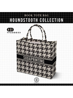 กระเป๋า Book Tote Bag HOUNDSTOOTH COLLECTION รหัส TFA00033 #ใส่ชื่อได้ #SOdAbag #SOdAPrintinG