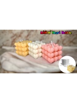 พิมพ์ซิลิโคน 3 มิติ Heart Bubble หัวใจเรียงแถว สำหรับทำเทียน