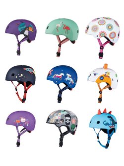 หมวกกันน็อคสำหรับเด็ก MICRO สีสันสดใส การออกแบบที่คำนึงถึงความสะดวกสบายและความปลอดภัย มีแผ่นโฟมหนาป้องกันแรงกระแทกได้ดี และสายรัดคางที่ปรับได้