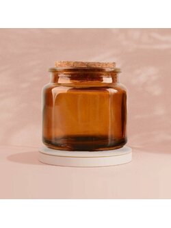 ขวดแก้ว ฝาไม้ก็อก ขนาด 100ml. สีชา