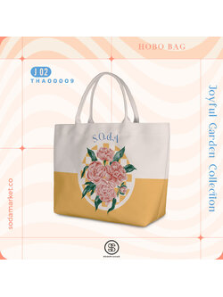 กระเป๋า HOBO BAG Joyful Garden Collection I รหัส THA00009 #ใส่ชื่อได้ #SOdAbag #SOdAPrintinG
