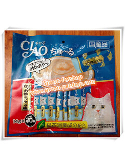 CIAO Churu เชา ชูหรุ ขนมแมวเลีย ครีมแมวเลีย รสปลาทูน่าผสมปลาโอแห้ง (น้ำเงิน) แพ็คจัมโบ้ 14gx20
