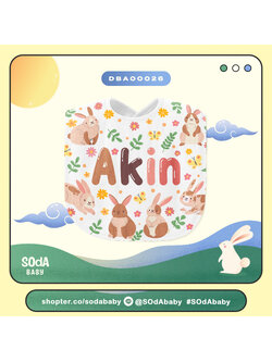 ผ้าซับน้ำลาย ใส่ชื่อได้ Rabbit Cuties Collection รหัส DBA00026 #SOdAbaby #RabbitCutiesCollection