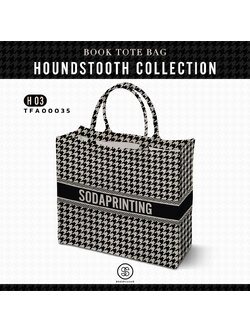 กระเป๋า Book Tote Bag HOUNDSTOOTH COLLECTION รหัส TFA00035 #ใส่ชื่อได้ #SOdAbag #SOdAPrintinG