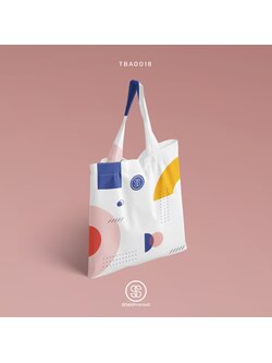 กระเป๋าผ้าแคนวาส พิมพ์ลาย Geometry White TBA0018 #SOdABag #SOdAPrintinG #กระเป๋า #กระเป๋าผ้า