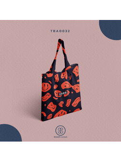 กระเป๋าผ้าแคนวาส พิมพ์ลาย Smile TBA0032 #SOdABag #SOdAPrintinG #กระเป๋า #กระเป๋าผ้า