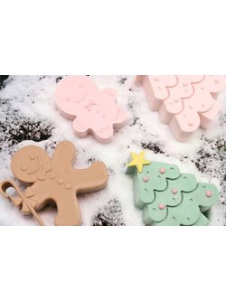 แม่พิมพ์ซิลิโคน คริสต์มาส & สโนว์แมน 3 ขนาด พิมพ์ 3D สำหรับงานเทียน สบู่