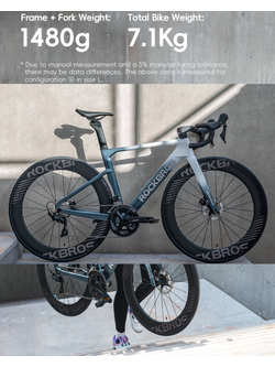 จักรยานเสือหมอบคาร์บอน ROCKBROS PEGASUS R7120 | เกียร์ Shimano 105 2×12 | ดิสก์เบรกไฮดรอลิก | น้ำหนัก 8.1 กก.