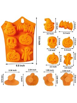 พิมพ์ซิลิโคน รูปฟักทองฮาโลวีน ค้างคาว 6 ช่อง