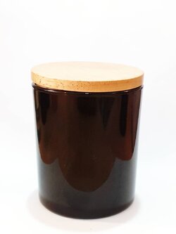 แก้วสี ขนาด 8.9 oz. (255 ml.) สีดำเงา + ฝาไม้