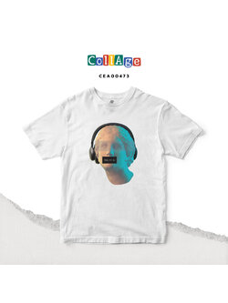 เสื้อยืดพิมพ์ลาย Collage Skip Ad II รหัส CEA00473 สีขาว #เสื้อยืด #Collage