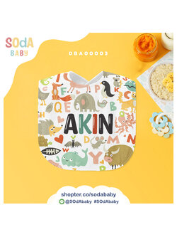 ผ้าซับน้ำลาย ลาย Zoo 📌ใส่ชื่อได้ รหัส DBA00003 #SOdAbaby