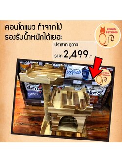 คอนโด ที่ลับเล็บ แมว แคทยิม เสาลับเล็บ ทำจากไม้ รุ่น ปราสาท ชมดาว