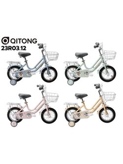 QITONG children's bicycle, model 23R03.12, 12-inch wheels, no gears, steel frame, with basket