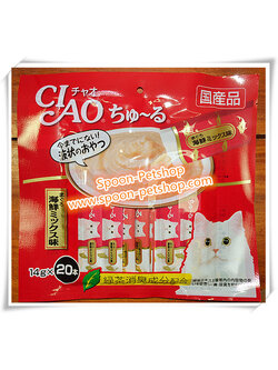 CIAO Churu เชา ชูหรุ ขนมแมวเลีย ครีมแมวเลีย รสเนื้อปลาทูน่า (แดง) แพ็คจัมโบ้ 14gx20