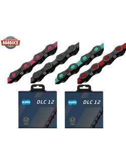 โซ่เกียร์ KMC 12 สปีด รุ่น DLC12 น้ำหนักเบา ยาว 126 ข้อ มีข้อโซ่ปลดเร็ว แพ็คกล่อง DLC ขนาด: 1/2" x 11/128"