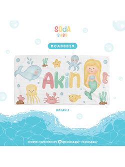 ผ้าเช็ดตัว ใส่ชื่อได้ ลาย Mermaid & Friends รหัส DCA00029 #SOdAbaby #CollectionOCEAN