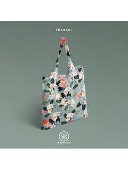 กระเป๋าผ้าแคนวาส พิมพ์ลาย Plumeria TBA0001 #SOdABag #SOdAPrintinG #กระเป๋า #กระเป๋าผ้า