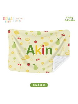 ผ้าห่มเด็ก ใส่ชื่อได้ ลาย Mixed Fruit (Yellow) 🍒 Fruity Collection รหัส CKA00205 #ผ้าห่ม #SOdAbaby