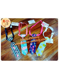 ปลอกคอ รูปเนคไท สำหรับแมว และสุนัข ปรับระดับได้