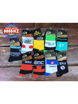 ถุงเท้าปั่นจักรยาน Tour de France Cycling เนื้อผ้าระบายอากาศ และ ยืดหยุ่นสุง